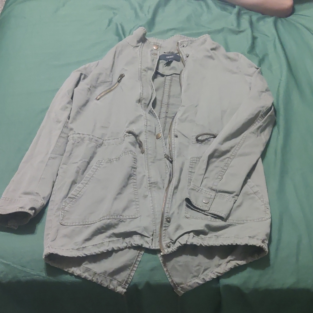 🐇 Forever 21 Army Green Utility Jacket with Anorak Hem